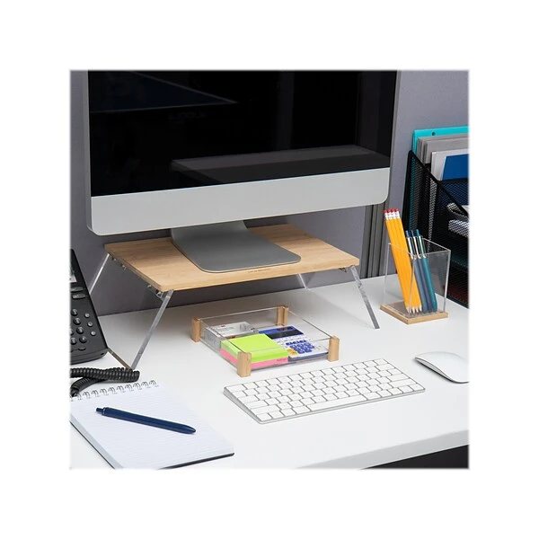 Mind Reader Modern Collection Monitor Stand, Brown/Clear (MODMONSTA-BRN) 5 Mind Reader Modern Collection Monitor Stand, Brown/Clear (MODMONSTA-BRN) - Image 5