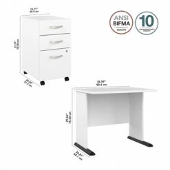 Bush Business Furniture Studio A 36"W Small Computer Desk With 3-Drawer Mobile File Cabinet, White (STA005WHSU) -Ergot Office Furniture Shop 0156C2FB E250 4A92 9ACC9463CA69BA79 s7