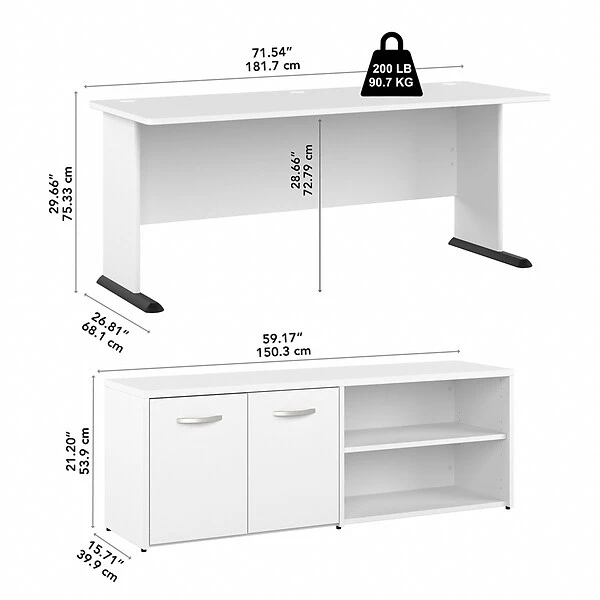 Bush Business Furniture Studio A 72" L-Shaped Gaming Desk With Storage, White (STA012WH) 4 Bush Business Furniture Studio A 72" L-Shaped Gaming Desk With Storage, White (STA012WH) - Image 4