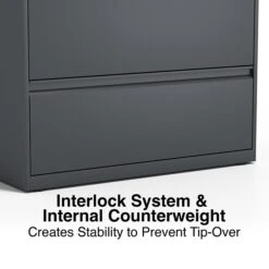 Quill Brand® 4-Drawer Lateral File Cabinet, Locking, Letter/Legal, Charcoal, 36"W (26825D) -Ergot Office Furniture Shop 0B4AD047 2642 4419 8AD52F50184BF198 s7