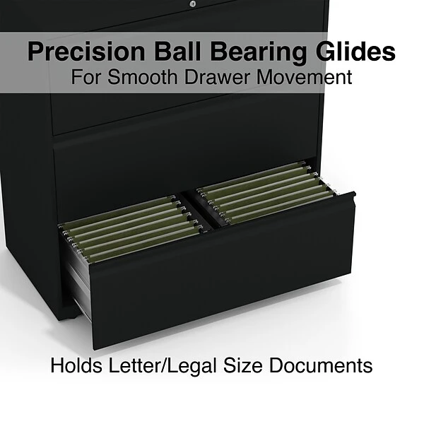 Quill Brand® HL8000 Commercial 3-Drawer Lateral File Cabinet, Locking, Letter/Legal, Black, 36"W (23199D) 2 Quill Brand® HL8000 Commercial 3-Drawer Lateral File Cabinet, Locking, Letter/Legal, Black, 36"W (23199D) - Image 2