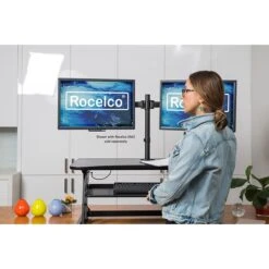 Rocelco 37.5" Deluxe Height Adjustable Standing Desk Converter, Large Retractable Keyboard Tray, Black (R DADRB) -Ergot Office Furniture Shop 0DF6FA81 B0C6 48DD B844A1D41407B812 s7