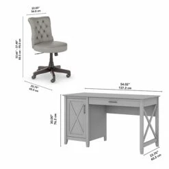 Bush Furniture Key West 54" Computer Desk With Storage And Mid-Back Tufted Office Chair, Cape Cod Gray (KWS020CG) -Ergot Office Furniture Shop 0E873F92 6771 410D B26A74F860A325C3 s7