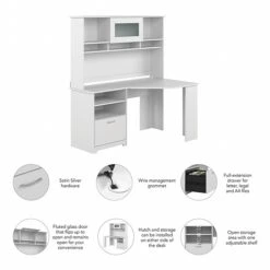 Bush Furniture Cabot 60" Corner Desk With Hutch, White (CAB008WHN) -Ergot Office Furniture Shop 1B2662B2 81D7 472B A81DB5D660329B5E s7