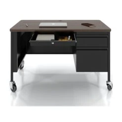 Hirsh 48"W Single-Pedestal Mobile Teacher's Desk, Black/Walnut (22646) 8 Hirsh 48"W Single-Pedestal Mobile Teacher's Desk, Black/Walnut (22646) -Ergot Office Furniture Shop 1B789D49 4061 42FB 9A7E39DB302F90BE s7