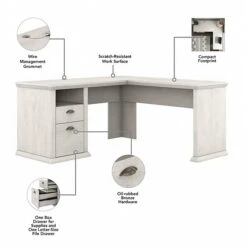 Bush Furniture Yorktown 60" L-Shaped Desk With Hutch, Linen White Oak (YRK001LW) 9 Bush Furniture Yorktown 60" L-Shaped Desk With Hutch, Linen White Oak (YRK001LW) -Ergot Office Furniture Shop 1C2ECE0F 6393 4456 A9700B4CB31890BF s7