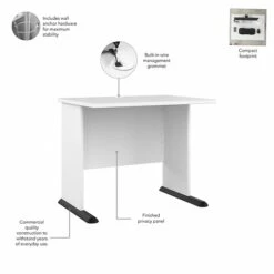 Bush Business Furniture Studio A 36"W Small Computer Desk With 3-Drawer Mobile File Cabinet, White (STA005WHSU) -Ergot Office Furniture Shop 1C5C2529 303D 4F9E ABD902627605C9FA s7