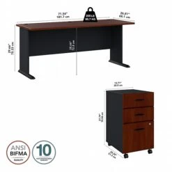 Bush Business Furniture Cubix 72W Desk With Mobile File Cabinet, Hansen Cherry/Galaxy (SRA013HCSU) -Ergot Office Furniture Shop 1D771CC2 0693 43E2 9BFAAF2320EAD191 s7