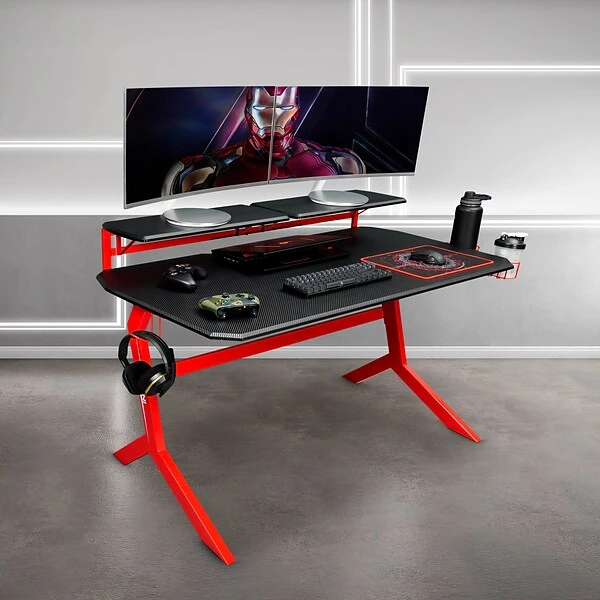 Techni Sport Stryker 50" Computer Desk, Red/Black (RTA-TS201-RED) 1 Techni Sport Stryker 50" Computer Desk, Red/Black (RTA-TS201-RED)