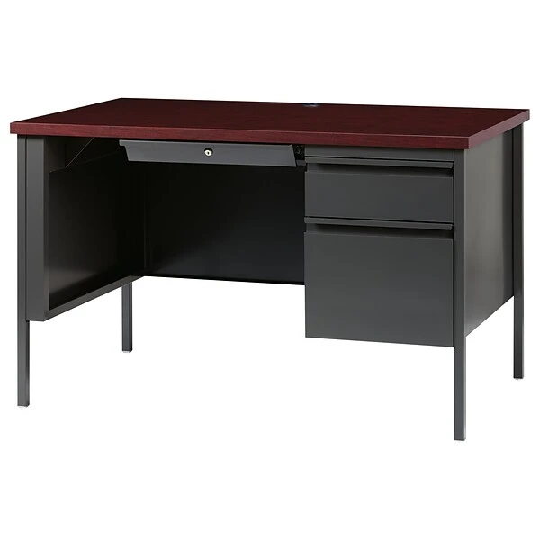 Hirsh 48"W Single-Pedestal Desk, Charcoal/Mahogany (20093) 2 Hirsh 48"W Single-Pedestal Desk, Charcoal/Mahogany (20093) - Image 2