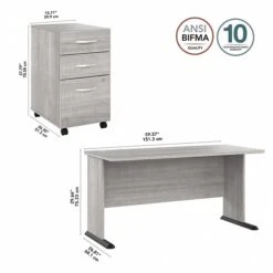 Bush Business Furniture Studio A 60"W Computer Desk With 3-Drawer Mobile File Cabinet, Platinum Gray (STA002PGSU) -Ergot Office Furniture Shop 204C3EE2 06BE 45DA A24B586D94FA6A94 s7