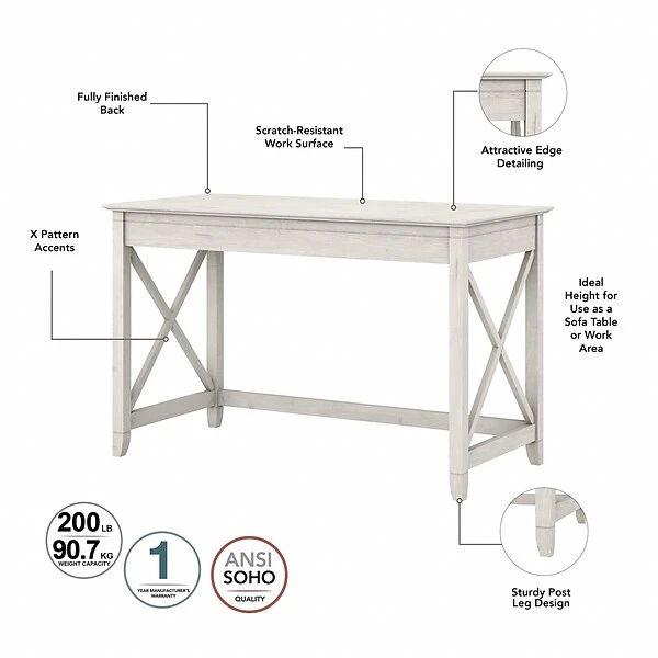 Bush Furniture Key West 48" 2-Person Writing Desk Set With Lateral File Cabinet, Linen White Oak (KWS047LW) 2 Bush Furniture Key West 48" 2-Person Writing Desk Set With Lateral File Cabinet, Linen White Oak (KWS047LW) - Image 2