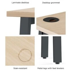 Union & Scale™ Essentials 60" Single Pedestal Desk, Natural (UN60419)