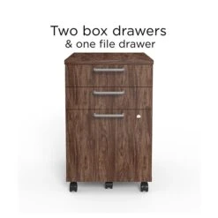 Union & Scale™ Essentials 3-Drawer Vertical File Cabinet, Mobile/Pedestal, Letter/Legal, Espresso, 21" (UN56981)