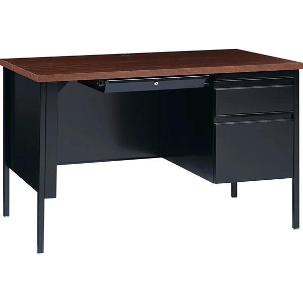 Hirsh 48"W Single-Pedestal Desk, Black/Walnut (20092) 1 Hirsh 48"W Single-Pedestal Desk, Black/Walnut (20092)