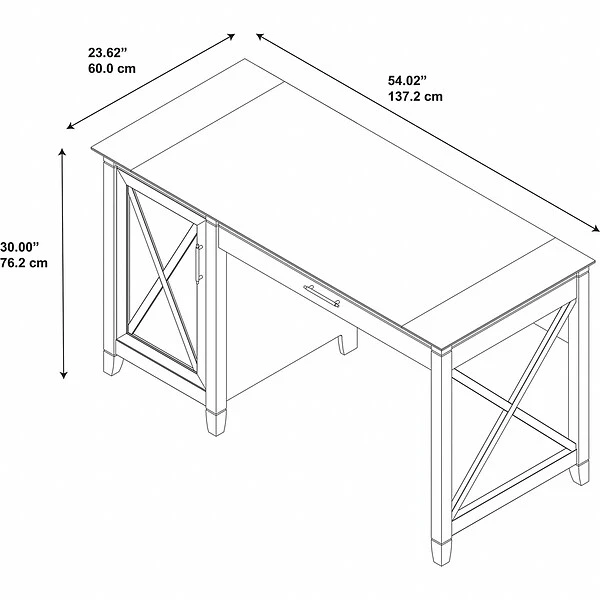 Bush Furniture Key West 54"W Single Pedestal Desk, Washed Gray (KWD154WG-03) 2 Bush Furniture Key West 54"W Single Pedestal Desk, Washed Gray (KWD154WG-03) - Image 2