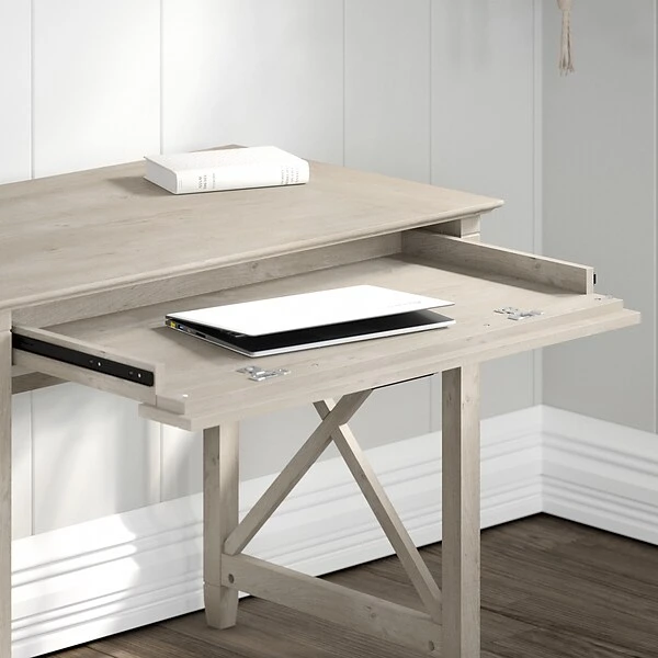 Bush Furniture Key West 54"W Single Pedestal Desk, Washed Gray (KWD154WG-03) 5 Bush Furniture Key West 54"W Single Pedestal Desk, Washed Gray (KWD154WG-03) - Image 5