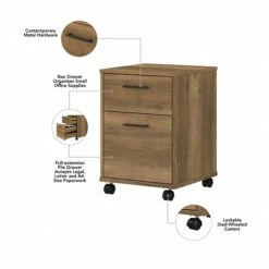 Bush Furniture Key West 60" L-Shaped Desk With Two-Drawer Mobile File Cabinet, Reclaimed Pine (KWS013RCP) -Ergot Office Furniture Shop 272824AD 1866 4D89 95241BC8E99310EE s7