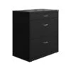 Space Solutions 3-Drawer Lateral File Cabinet, Letter/Legal Size, Lockable, 17.63'', Black (25070)