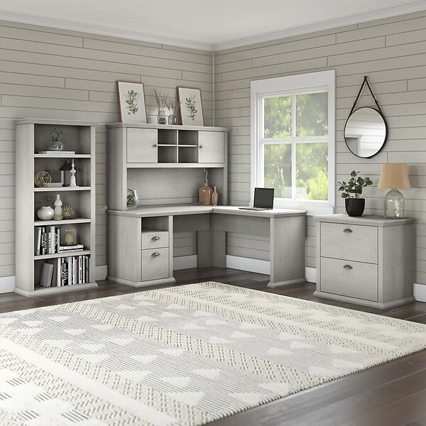Bush Furniture Yorktown 60 "W Desktop Hutch, Linen White Oak (WC40431-03) 5 Bush Furniture Yorktown 60 "W Desktop Hutch, Linen White Oak (WC40431-03) - Image 5