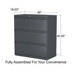 Quill Brand® 3-Drawer Lateral File Cabinet, Locking, Letter/Legal, Charcoal, 36"W (26823D-CC) -Ergot Office Furniture Shop 2D59496E A306 4B0B 8497071E2340022A s7