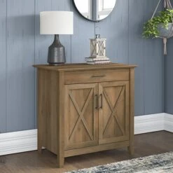 Bush Furniture Key West 30" Secretary Desk With Keyboard Tray, Reclaimed Pine (KWS132RCP-03)