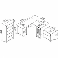 Bush Furniture Salinas 60W L Shaped Desk With Lateral File Cabinet And 5 Shelf Bookcase, Antique White (SAL003AW) -Ergot Office Furniture Shop 2E2078E2 3D43 4ECC 9F22A58CDFD5AB3A s7