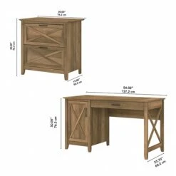 Bush Furniture Key West 54" Computer Desk With Storage And 2-Drawer Lateral File Cabinet, Reclaimed Pine (KWS008RCP) -Ergot Office Furniture Shop 2E4CCCAE 92B2 4F21 B6C045CA6A4B1DE3 s7