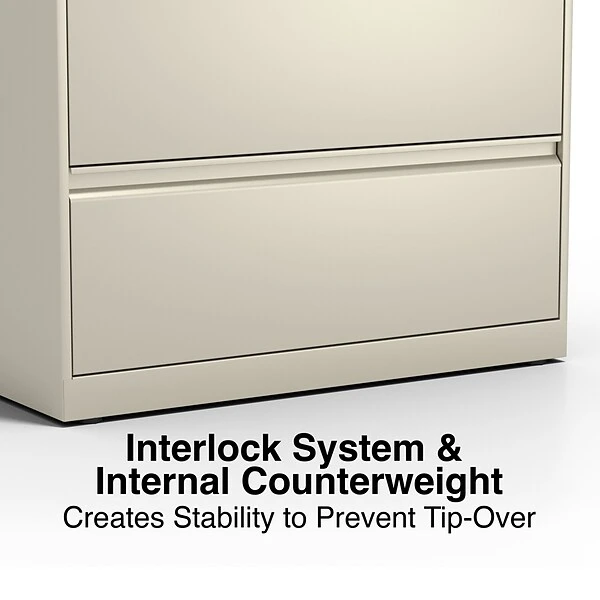 Quill Brand® Commercial 2 File Drawers Lateral File Cabinet, Locking, Putty/Beige, Letter/Legal, 36"W (20052D) 4 Quill Brand® Commercial 2 File Drawers Lateral File Cabinet, Locking, Putty/Beige, Letter/Legal, 36"W (20052D) - Image 4