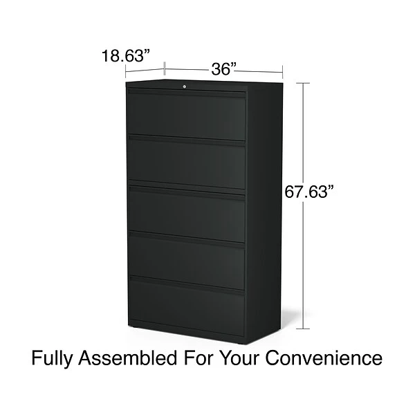 Quill Brand® HL8000 Commercial 5-Drawer Lateral File Cabinet, Locking, Letter/Legal, Black, 36"W (21754D) 6 Quill Brand® HL8000 Commercial 5-Drawer Lateral File Cabinet, Locking, Letter/Legal, Black, 36"W (21754D) - Image 6