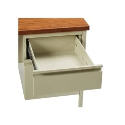 Hirsh 48"W Single-Pedestal Desk, Putty/Oak (20091)