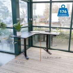 Mount-It! 28"-47"H L-Shape Electric Adjustable Height Standing Corner Desk, Black (MI-15003) -Ergot Office Furniture Shop 3293097F 52AC 477F B2D459AD2E287982 s7
