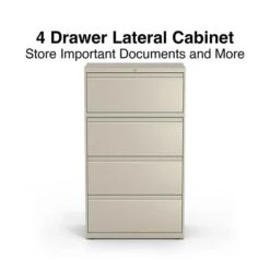 Quill Brand® Commercial 4-Drawer Lateral File Cabinet, Assembled, Letter/Legal, Putty/Beige, 30"W (28884D)