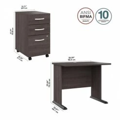 Bush Business Furniture Studio A 36"W Small Computer Desk With 3-Drawer Mobile File Cabinet, Storm Gray (STA005SGSU) -Ergot Office Furniture Shop 3C559699 735E 473A AE49B97D6A7B58D6 s7