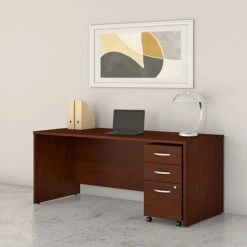 Bush Business Furniture Studio C 72W X 30D Office Desk With Mobile File Cabinet, Hansen Cherry (STC013HCSU)