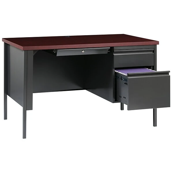 Hirsh 48"W Single-Pedestal Desk, Charcoal/Mahogany (20093) 3 Hirsh 48"W Single-Pedestal Desk, Charcoal/Mahogany (20093) - Image 3