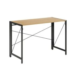 Space Solutions 43"W Folding Home Office Desk, Black/Teak (24969)