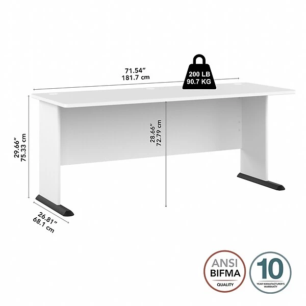 Bush Business Furniture Studio A 72"W Computer Desk, White (SDD172WH) 3 Bush Business Furniture Studio A 72"W Computer Desk, White (SDD172WH) - Image 3