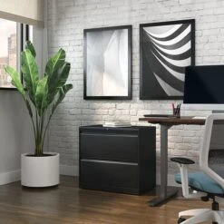 Quill Brand® Commercial 2 File Drawer Lateral File Cabinet, Assembled, Black, Letter/Legal, 30"W (20068D) -Ergot Office Furniture Shop 4817282F 72D8 4594 A0057A1B26AF843D s7