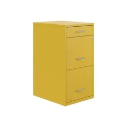 Space Solutions SOHO Organizer 3-Drawer File Cabinet, Letter Size, Lockable, 27.32"H X 14.25"W X 18"D, Goldfinch (25280)