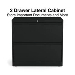 Quill Brand® Commercial 2 File Drawer Lateral File Cabinet, Assembled, Black, Letter/Legal, 30"W (20068D)