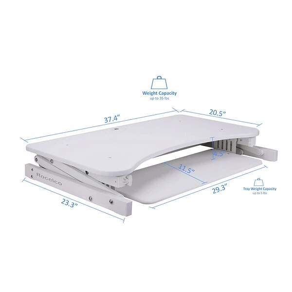 Rocelco 37" Deluxe Adjustable Desk Riser, White (R DADRW) 2 Rocelco 37" Deluxe Adjustable Desk Riser, White (R DADRW) - Image 2
