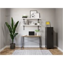 Space Solutions 43"W Folding Home Office Desk, Black/Teak (24969) -Ergot Office Furniture Shop 4BD2DFA3 E54A 46C6 BD4F768B9889E232 s7