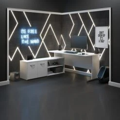 Bush Business Furniture Studio A 72" L-Shaped Gaming Desk With Storage, White (STA012WH)