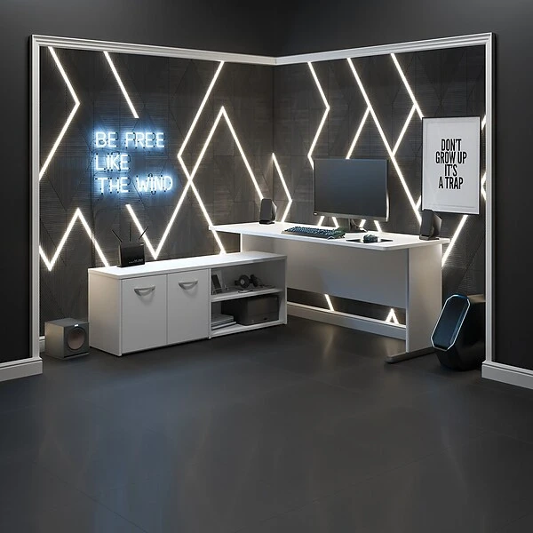 Bush Business Furniture Studio A 72" L-Shaped Gaming Desk With Storage, White (STA012WH) 1 Bush Business Furniture Studio A 72" L-Shaped Gaming Desk With Storage, White (STA012WH)