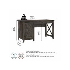 Bush Furniture Key West 54" Computer Desk With Keyboard Tray And Storage, Dark Gray Hickory (KWD154GH-03) -Ergot Office Furniture Shop 4CAB459C 3AAE 410F A72DE9899F8B189B s7