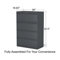 Quill Brand® 4-Drawer Lateral File Cabinet, Locking, Letter/Legal, Charcoal, 36"W (26825D) -Ergot Office Furniture Shop 4D45A336 F975 4AD5 952283EE25A2A27A s7