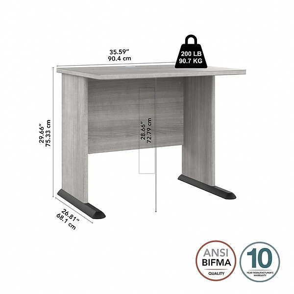 Bush Business Furniture Studio A 36"W Small Computer Desk, Platinum Gray (SDD136PG) 3 Bush Business Furniture Studio A 36"W Small Computer Desk, Platinum Gray (SDD136PG) - Image 3