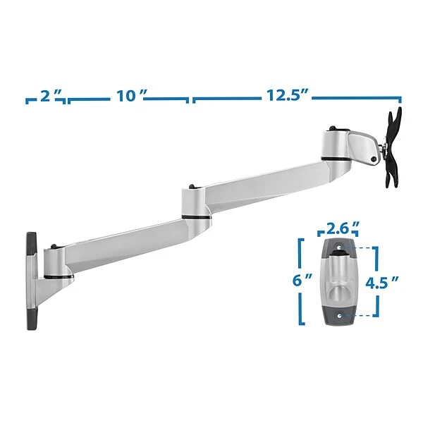 Mount-It! Modular Mount Adjustable Monitor Mount, Up To 27" Monitors, Gray/Silver (MI-33114) 3 Mount-It! Modular Mount Adjustable Monitor Mount, Up To 27" Monitors, Gray/Silver (MI-33114) - Image 3
