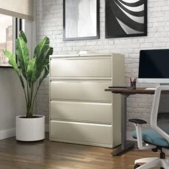 Quill Brand® Commercial 4 File Drawers Lateral File Cabinet, Locking, Putty/Beige, Letter/Legal, 42.13"W (20062D) -Ergot Office Furniture Shop 50923806 D55F 4844 A8F01F27CBBE9ACC s7